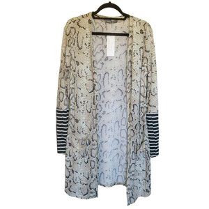 NWT Jamby Styles Snakeskin Blk White Open Drape 40" long Cardigan Duster XL